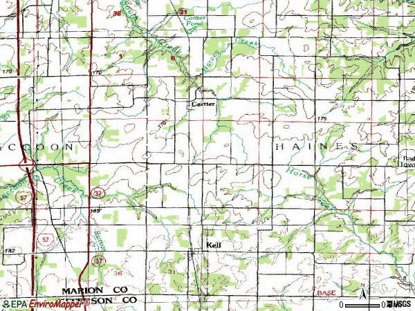 Zip code 62853 topographic map
