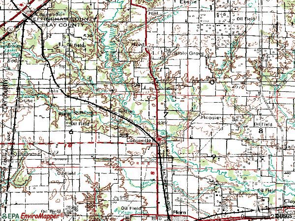 Zip code 62858 topographic map