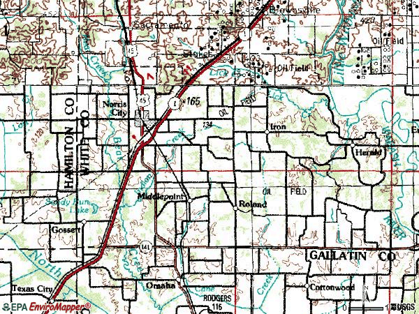 Zip code 62869 topographic map