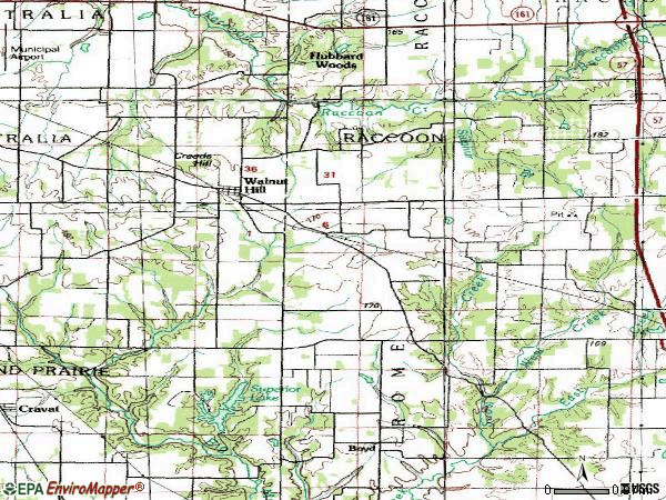 Zip code 62893 topographic map