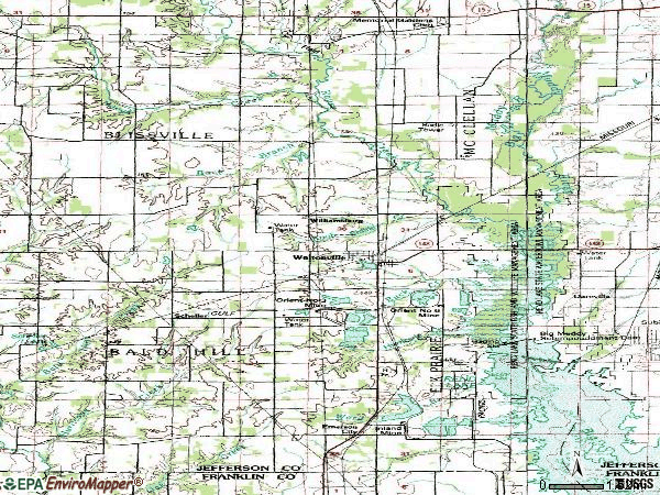 Zip code 62894 topographic map