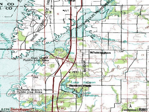 Zip code 62897 topographic map