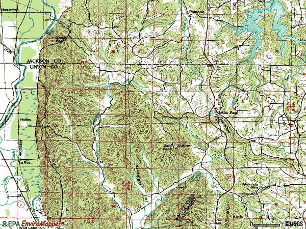 Zip code 62905 topographic map