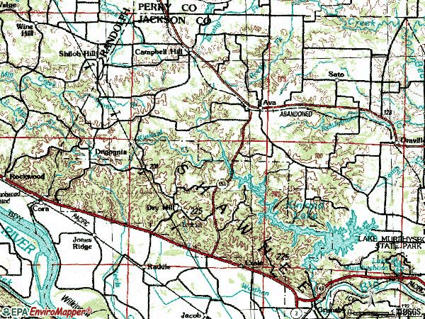 Zip code 62907 topographic map