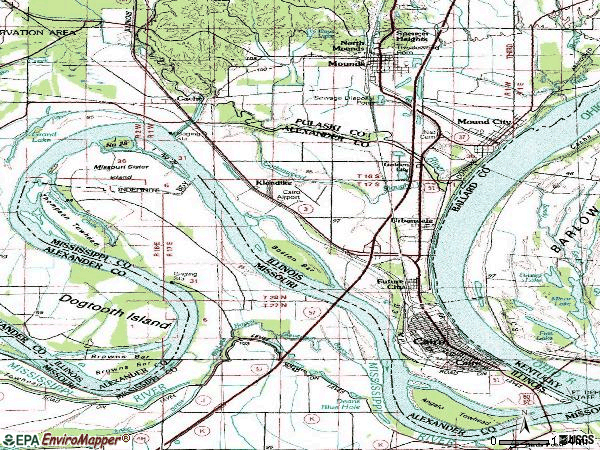Zip code 62914 topographic map