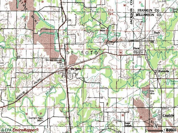 Zip code 62924 topographic map
