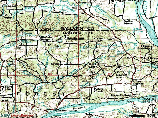Zip code 62931 topographic map