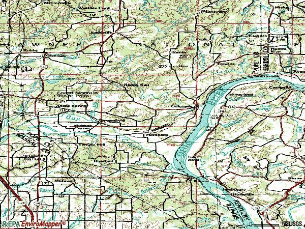 Zip code 62938 topographic map