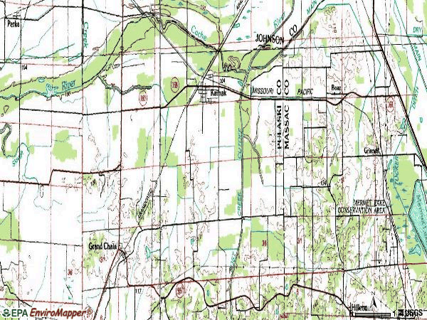 Zip code 62956 topographic map