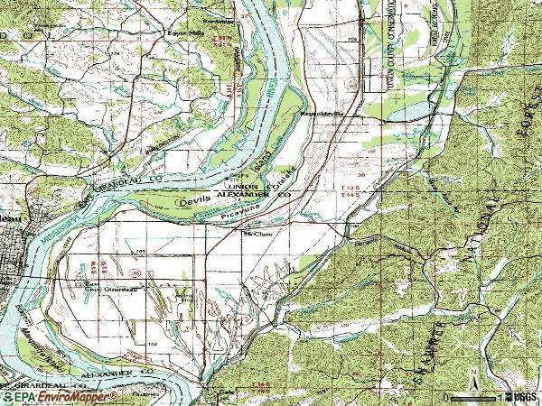 Zip code 62957 topographic map