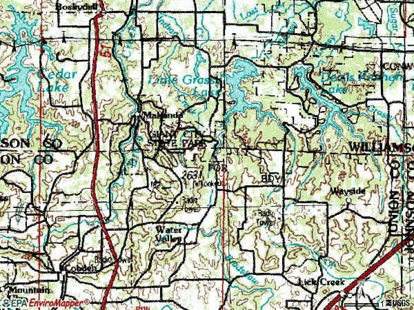 Zip code 62958 topographic map