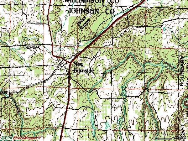 Zip code 62967 topographic map