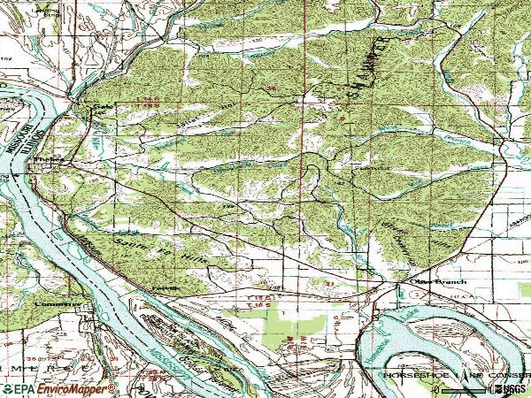 Zip code 62990 topographic map