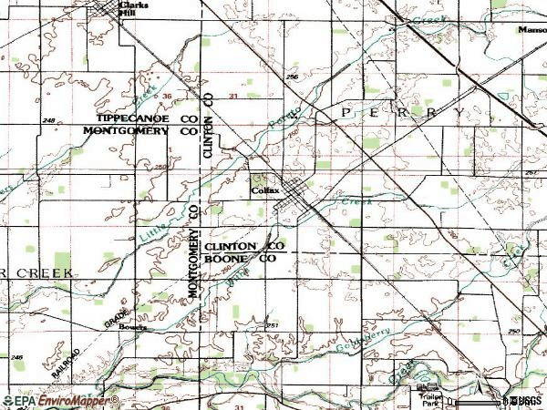 Zip code 46035 topographic map