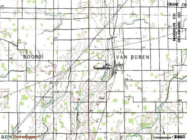 Zip code 46070 topographic map