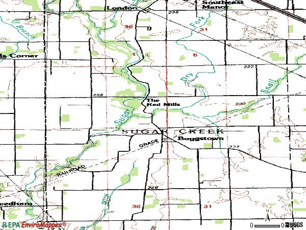 Zip code 46110 topographic map
