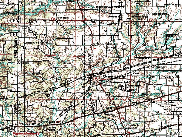 Zip code 46135 topographic map