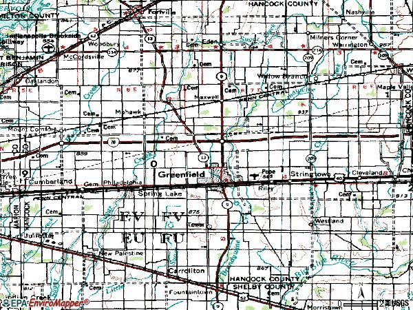 Zip code 46140 topographic map