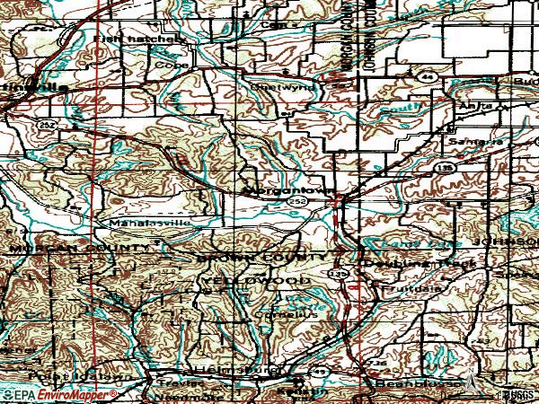 Zip code 46160 topographic map
