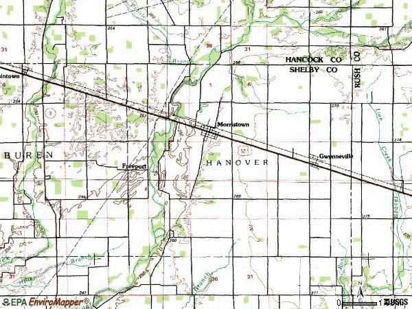 Zip code 46161 topographic map