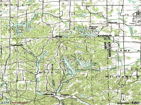 Zip code 46164 topographic map