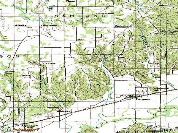 Zip code 46166 topographic map