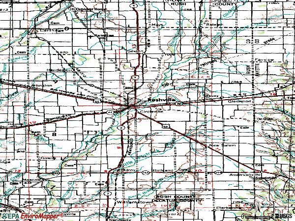 Zip code 46173 topographic map