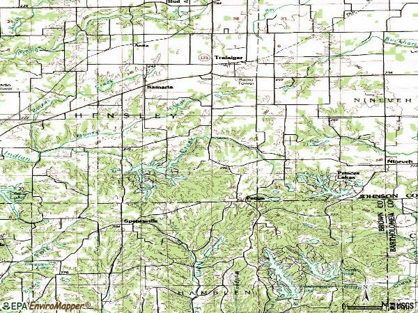 Zip code 46181 topographic map