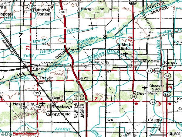 Zip code 46310 topographic map