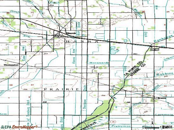 Zip code 46340 topographic map
