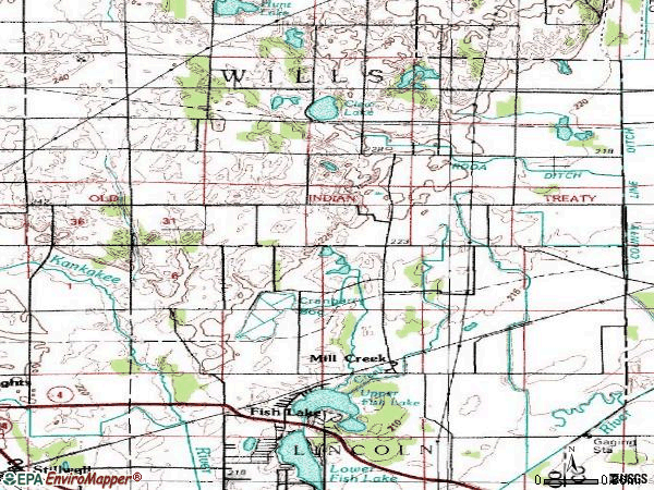 Zip code 46365 topographic map