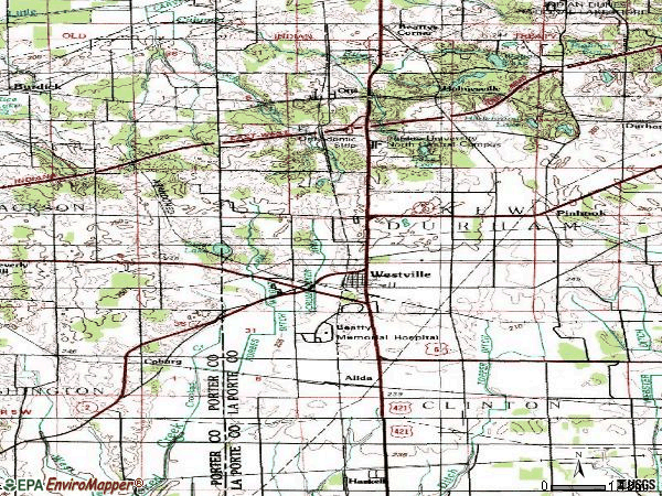 Zip code 46391 topographic map