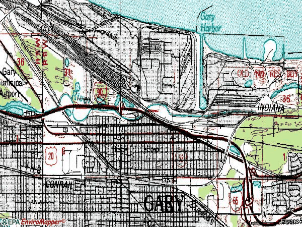 Zip code 46402 topographic map