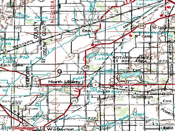 Zip code 46554 topographic map
