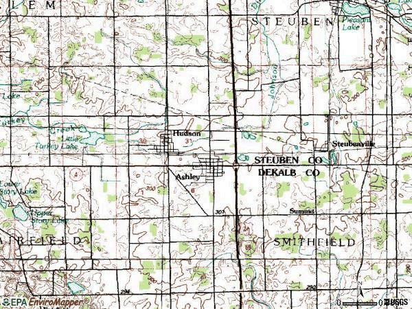 Zip code 46705 topographic map