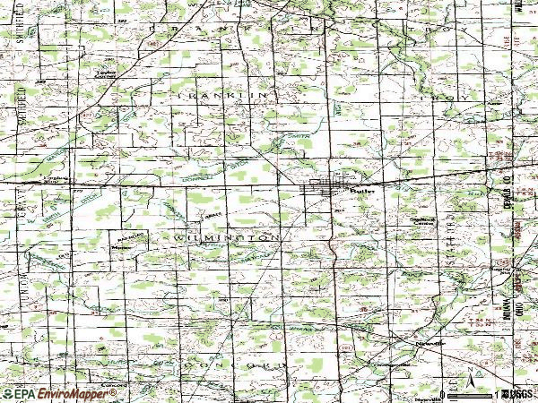 Zip code 46721 topographic map