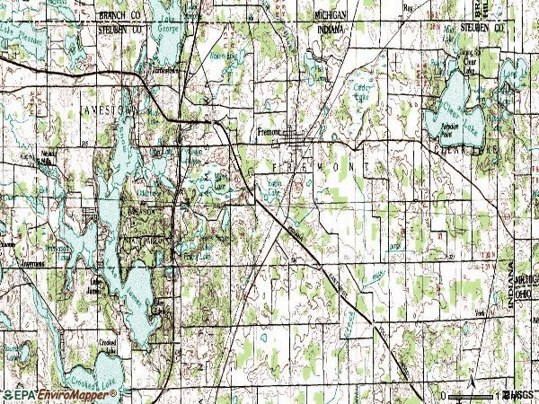 Zip code 46737 topographic map