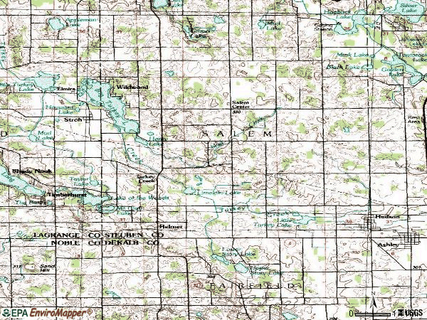 Zip code 46747 topographic map