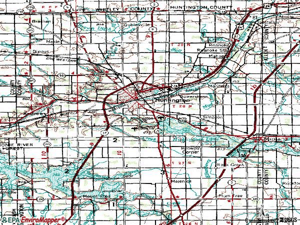 Zip code 46750 topographic map