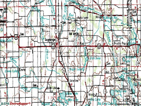 Zip code 46761 topographic map