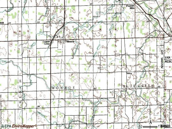 Zip code 46772 topographic map