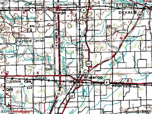 Zip code 46793 topographic map