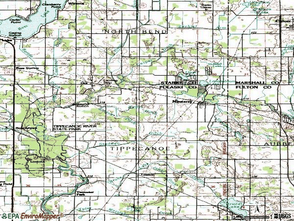 Zip code 46960 topographic map