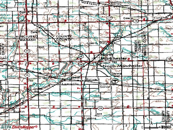 Zip code 46962 topographic map