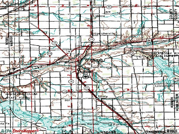 Zip code 46992 topographic map