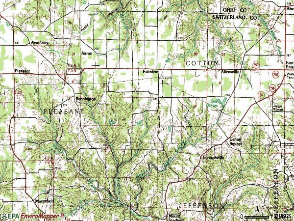 Zip code 47011 topographic map