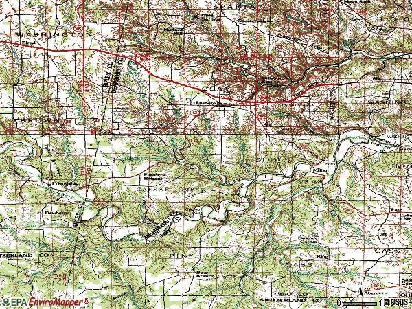 Zip code 47018 topographic map