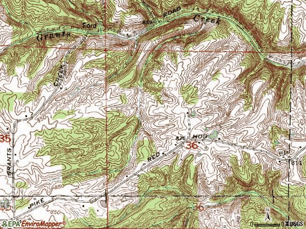 Zip code 47019 topographic map