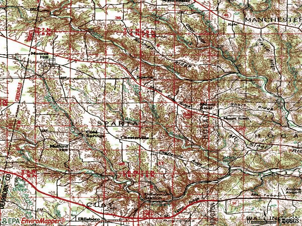 Zip code 47032 topographic map