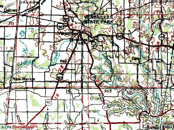 Zip code 47042 topographic map